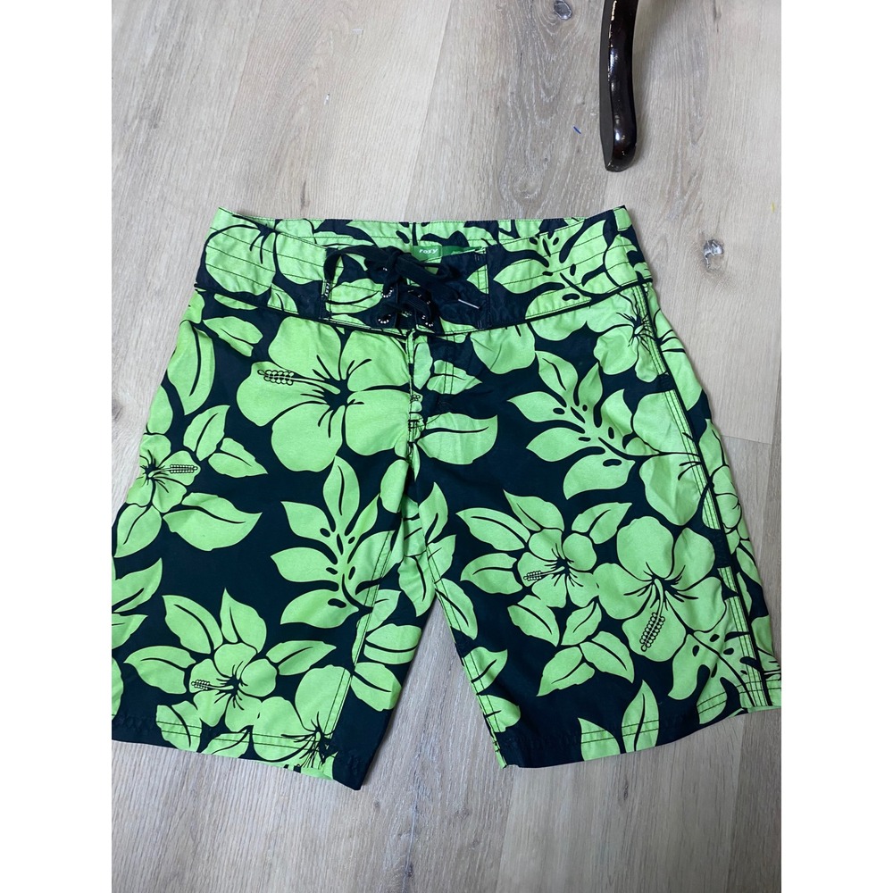 Roxy Women's Floral Boardshorts in Neon Green and Black